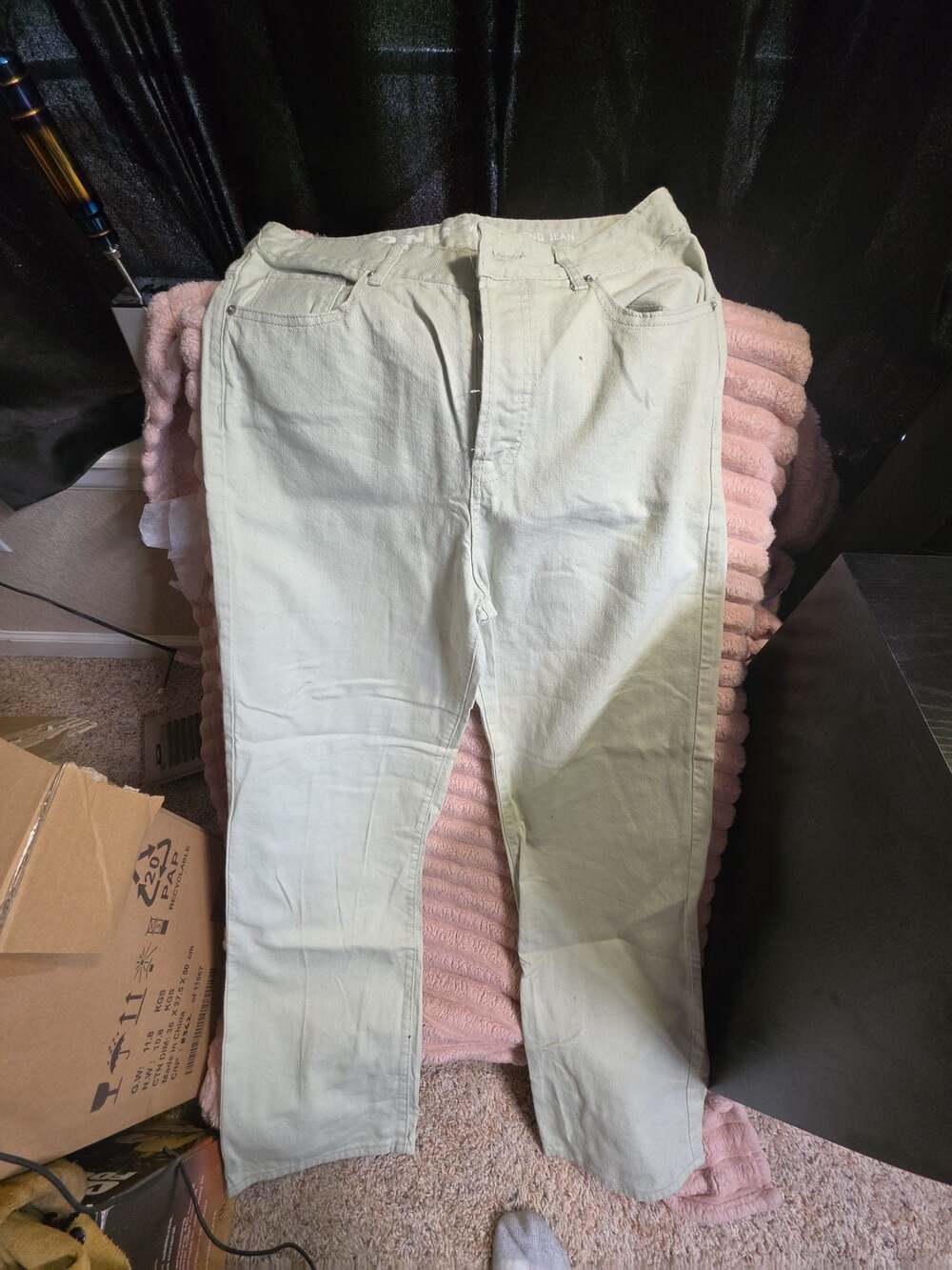 S.O.N.G. 90s Boyfriend Jeans Mint Green Button Fly Denim